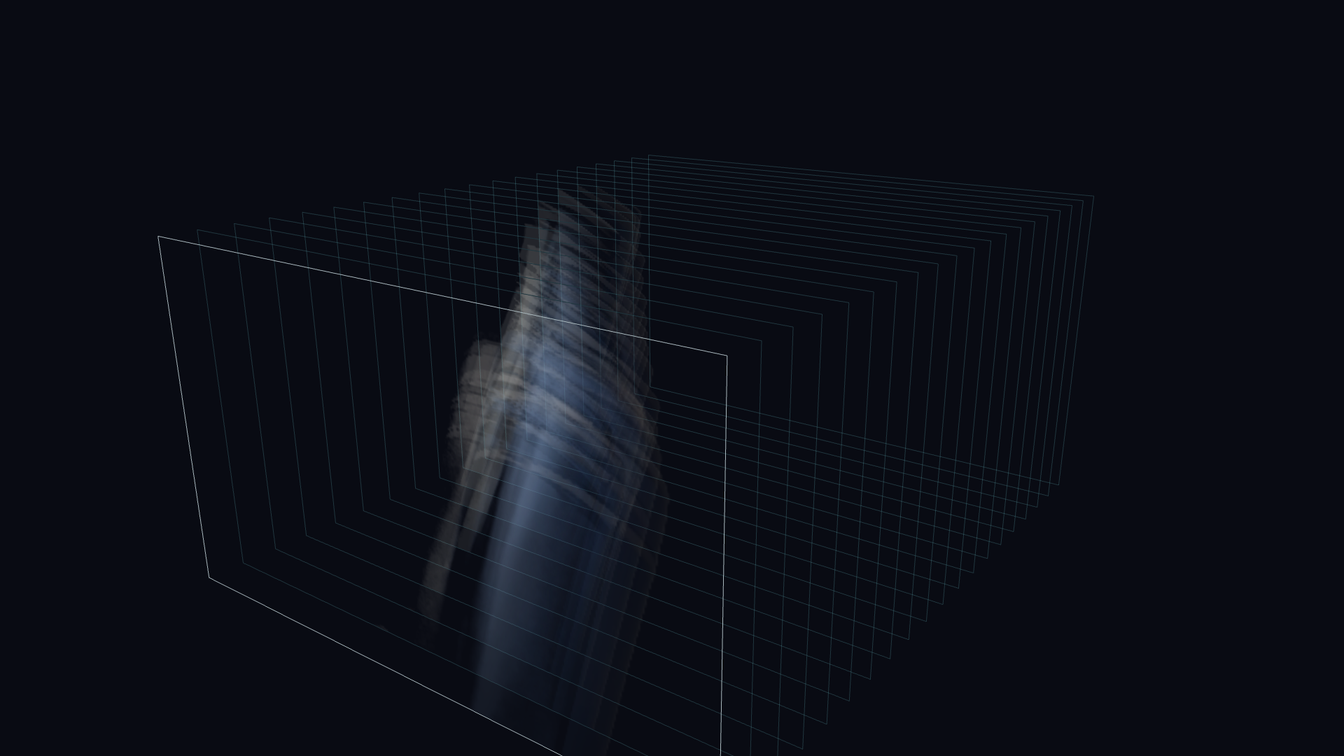 動いた部分だけを残して斜めから見た3D表示
